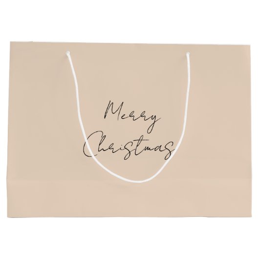 Vrolijk Kerstpastel Custom Kleur Beige Bruin Groot Cadeauzakje (Achterkant)