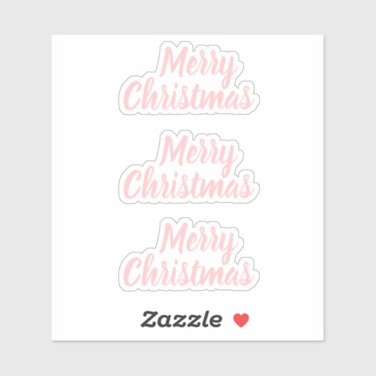 Vrolijk kerstpastel roze trendy minimalist sticker (Vel)
