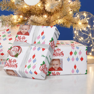 Vrolijk kerstpastel Santa goedgekeurd gepersonalis Cadeaupapier