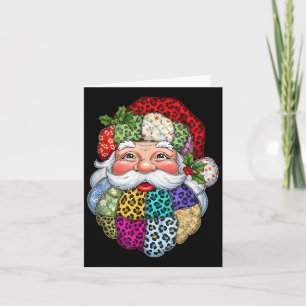Vrolijk Kerstpatchwork Kerstman Gezicht X-mas H Kaart