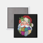 Vrolijk Kerstpatchwork Kerstman Gezicht X-mas H Magneet (Voorkant / Achterkant)