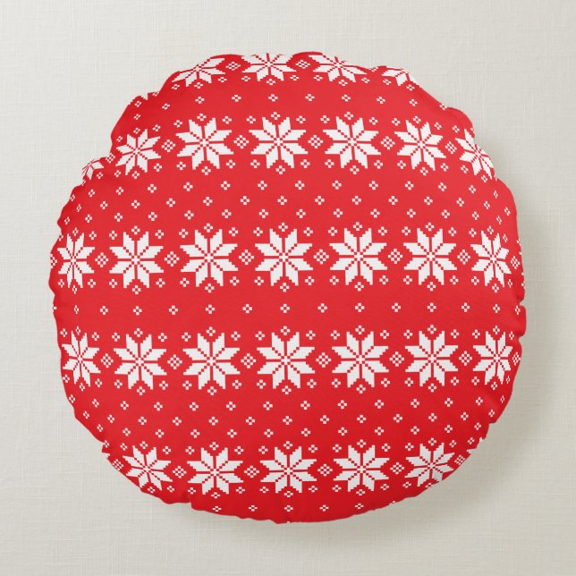 Vrolijk kerstpatroon 5 rond kussen (Voorkant)