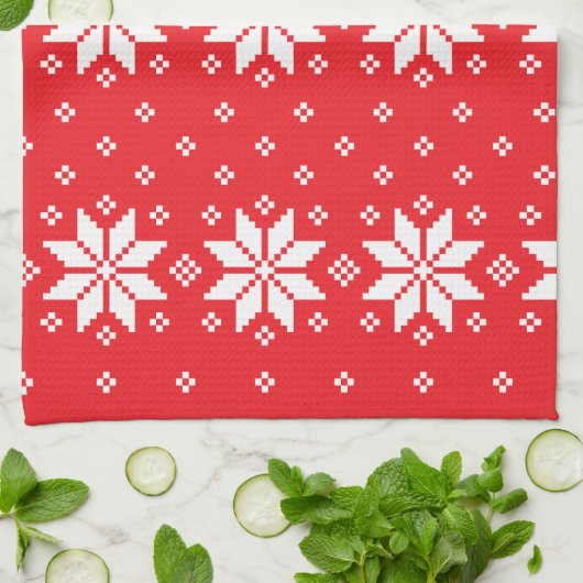 Vrolijk kerstpatroon 5 theedoek (Gevouwen)