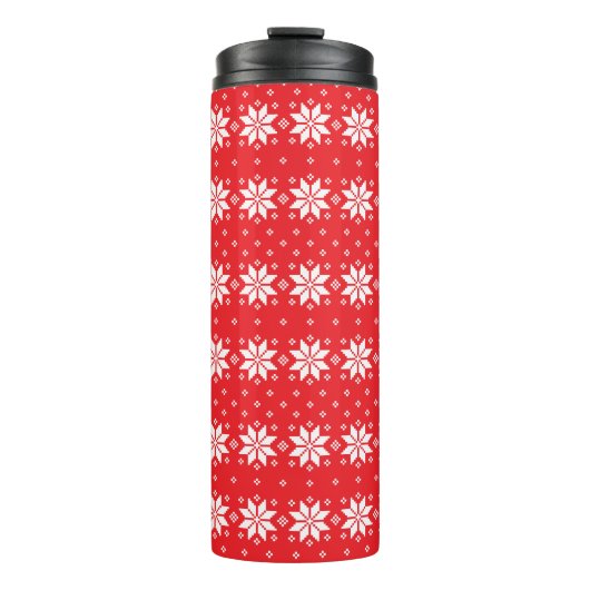 Vrolijk kerstpatroon 5 thermosbeker (Voorkant)