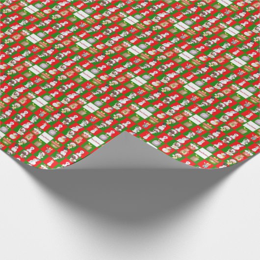 Vrolijk kerstpatroon cadeaupapier (Hoek)