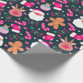 Vrolijk kerstpatroon cadeaupapier (Hoek)