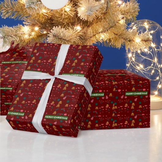 Vrolijk kerstpatroon Elegant Cadeaupapier (Feestdagen)
