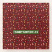 Vrolijk kerstpatroon Elegant Glazen Onderzetter (Voorkant)