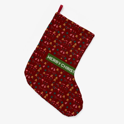 Vrolijk kerstpatroon Elegant Grote Kerstsok (Voorkant (Hangend))