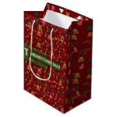 Vrolijk kerstpatroon Elegant Medium Cadeauzakje (Voorkant Gekanteld)