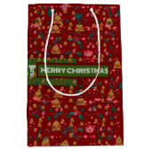 Vrolijk kerstpatroon Elegant Medium Cadeauzakje (Voorkant)