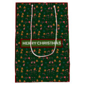 Vrolijk kerstpatroon Elegant Medium Cadeauzakje (Achterkant)