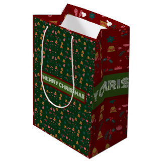 Vrolijk kerstpatroon Elegant Medium Cadeauzakje