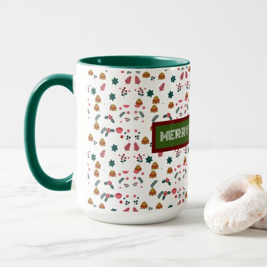 Vrolijk kerstpatroon Elegant Mok (Met donut)