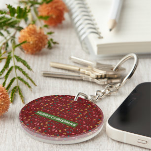 Vrolijk kerstpatroon Elegant Sleutelhanger