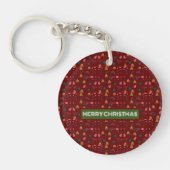 Vrolijk kerstpatroon Elegant Sleutelhanger (Voorkant)