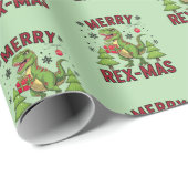 Vrolijk kerstpatroon - feestelijke dinosaurus cadeaupapier (Rol Hoek)
