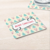 Vrolijk kerstpatroon met Trees Baubles & Bows Kartonnen Onderzetters (Schuin)