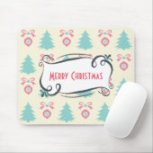 Vrolijk kerstpatroon met Trees Baubles & Bows Muismat (Met muis)