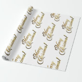 Vrolijk kerstpatroon Modern Gold en White Cadeaupapier (Uitgerold)