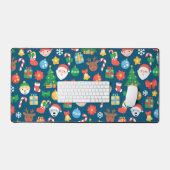 Vrolijk kerstpatroon op blauw bureaumat (Keyboard & Muis)