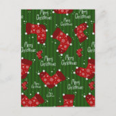 Vrolijk kerstpatroon rood wit en groen feestdagenkaart (Voorkant)