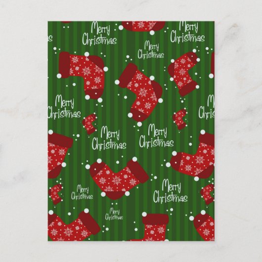 Vrolijk kerstpatroon rood wit en groen feestdagenkaart (Voorkant)