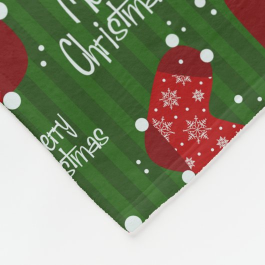 Vrolijk kerstpatroon rood wit en groen fleece deken (Hoek)