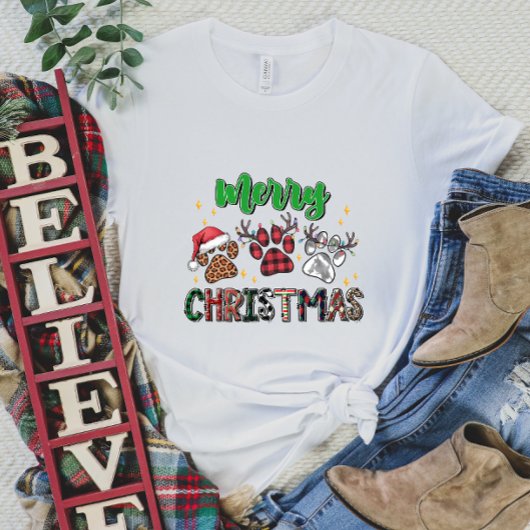 Vrolijk Kerstpaw Print Vrouwen T-shirt