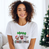 Vrolijk Kerstpaw Print Vrouwen T-shirt