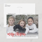 Vrolijk kerstpenseel Manuscript Red Holiday Foto Briefkaart (Voorkant / Achterkant)