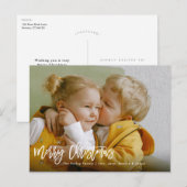 Vrolijk kerstpenseel White Holiday Foto Briefkaart (Voorkant / Achterkant)