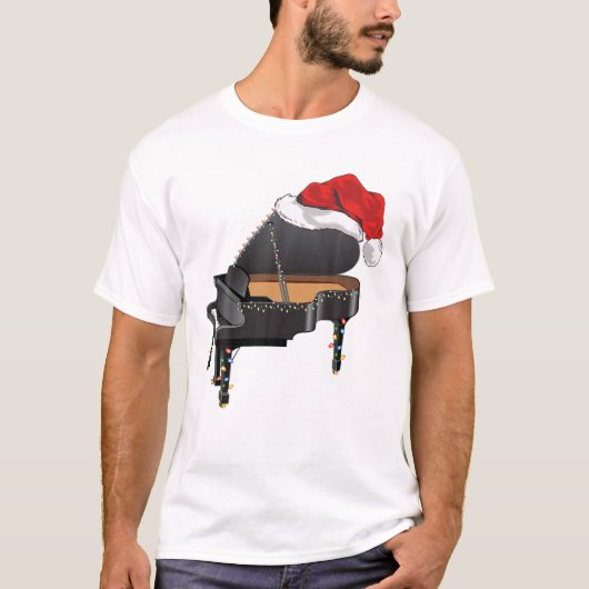 Vrolijk kerstpiano met Santa Hat Essential Cos T-shirt (Voorkant)