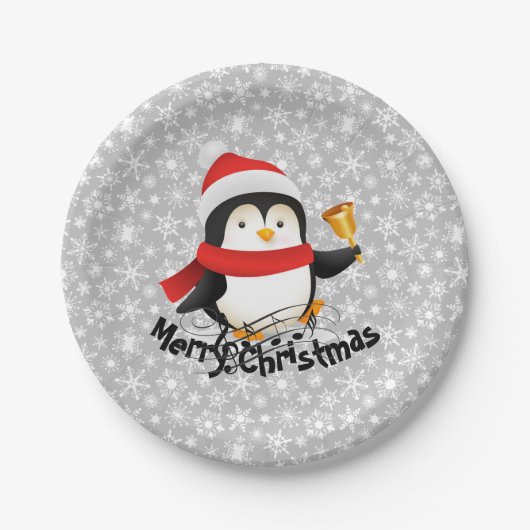 Vrolijk kerstpinguïn Bord (Voorkant)
