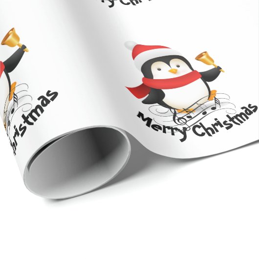 Vrolijk kerstpinguïn cadeaupapier (Rol Hoek)