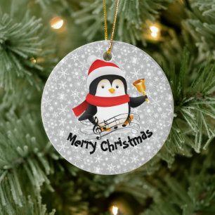 Vrolijk kerstpinguïn keramisch ornament
