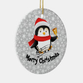 Vrolijk kerstpinguïn keramisch ornament (Rechts)