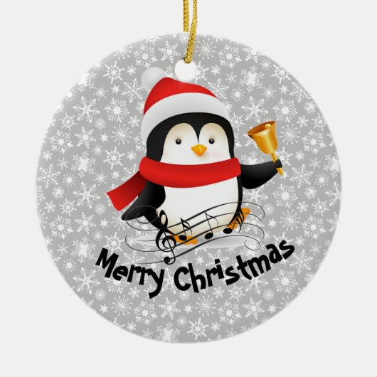 Vrolijk kerstpinguïn keramisch ornament (Voorkant)