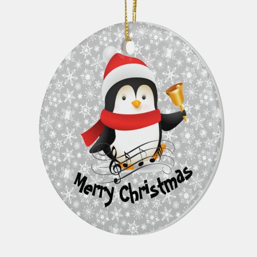 Vrolijk kerstpinguïn keramisch ornament (Links)