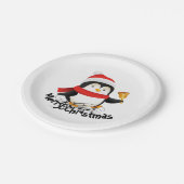 Vrolijk kerstpinguïn papieren bordje (Gekanteld)