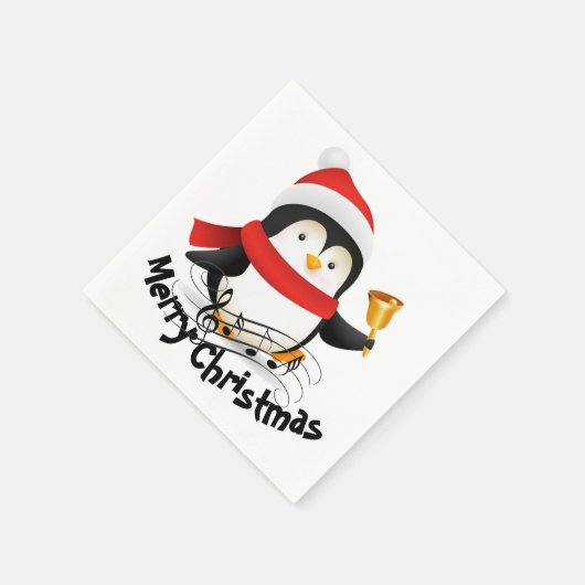 Vrolijk kerstpinguïn servet (Hoek)