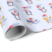 Vrolijk kerstpinguïns cadeaupapier (Rol Hoek)