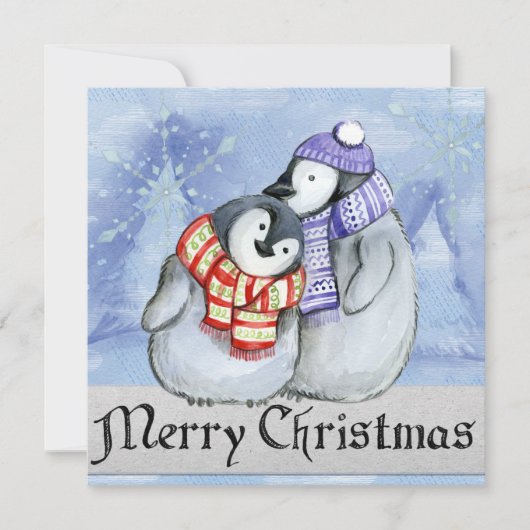 Vrolijk kerstpinguïns feestdagenkaart (Voorkant)