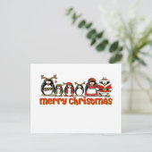 Vrolijk kerstpinguïns feestdagenkaart (Staand voorkant)