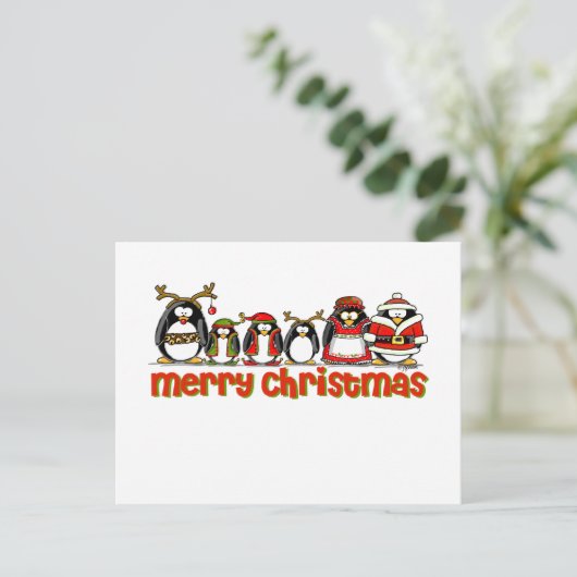 Vrolijk kerstpinguïns feestdagenkaart (Staand voorkant)