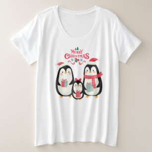 Vrolijk kerstpinguïns grote maat t-shirt