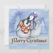 Vrolijk kerstpinguïns kaart (Voorkant)
