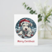 Vrolijk Kerstpitbull Santa Puppy Feestdagenkaart (Staand voorkant)