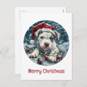 Vrolijk Kerstpitbull Santa Puppy Feestdagenkaart (Voorkant / Achterkant)