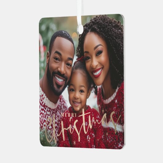 Vrolijk Kerstplein Foto Ornament (Voorkant links)